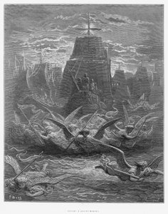 San Luis (1214-70) saliendo de Aigues-Mortes, ilustración de 