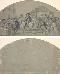 Escena de calle (recto); Bocetos (verso)