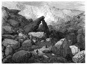 El Sendero del Caos, que conduce al Circo de Gavarnie: grabado de Gustave Dore que ilustra el libro "Viaje a los Pirineos de Hippolyte Taine", Hachette 1860. de Gustave Dore