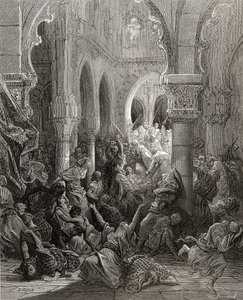 Los cruzados masacran a los habitantes de Cesarea, ilustración de 