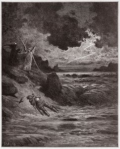 La Divina Comedia, Purgatorio, Canto 5: El cuerpo de Buonconte da Montefeltro en el Arno - Ilustración de Gustave Doré de Gustave Dore