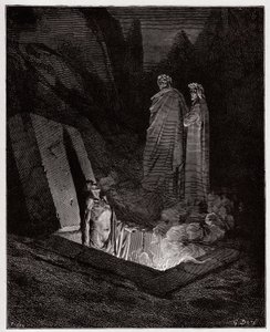La Divina Comedia, Infierno, Canto 10: Farinata degli Uberti se dirige a Dante - Ilustración de Gustave Doré de Gustave Dore