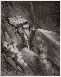 La Divina Comedia, Infierno, Canto 11: La tumba ardiente del Papa Anastasio II (Ilustración de Gustave Doré) de Gustave Dore