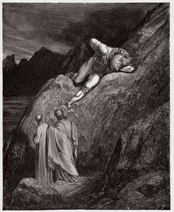 La Divina Comedia, Infierno, Canto 12: El Minotauro en el acantilado destrozado (Ilustración de Gustave Doré) de Gustave Dore