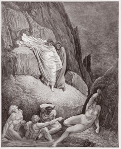 La Divina Comedia, Infierno, Canto 18: Virgilio muestra a Dante la sombra de Thais - por Dante Alighieri (1265-1321) - Ilustración de Gustave Doré (1832-1883) de Gustave Dore