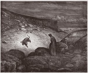 La Divina Comedia, Infierno, Canto 1: La pantera al comienzo del ascenso - Ilustración de Gustave Doré de Gustave Dore