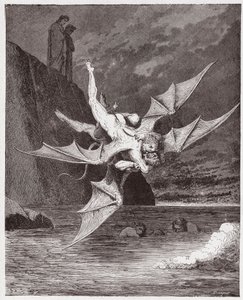 La Divina Comedia (La Divina Commedia, La Divine Comedie), Infierno, Canto 22: Alichino y Calcabrina se enfrentan sobre el alquitrán - por Dante Alighieri (1265-1321) - Ilustración de Gustave Doré (1832-1883) de Gustave Dore