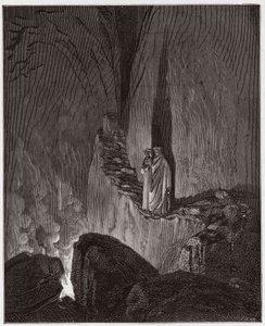 La Divina Comedia, Infierno, Canto 26: Los espíritus flamígeros de Ulises y Diomedes - Ilustración de Gustave Doré de Gustave Dore
