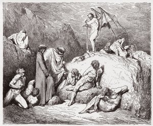 La Divina Comedia, Infierno, Canto 28: Sembradores de discordia mutilados en la novena bolgia - Ilustración de Gustave Doré de Gustave Dore