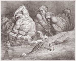 La Divina Comedia, Infierno, Canto 31: Efialtes encadenado entre los gigantes - Ilustración de Gustave Doré de Gustave Dore