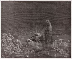 La Divina Comedia, Infierno, Canto 32: Dante se dirige al traidor Bocca degli Abati - Ilustración de Gustave Doré de Gustave Dore