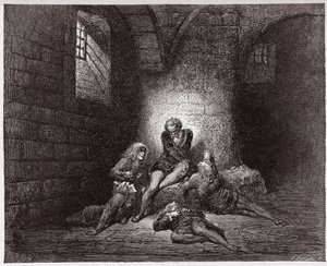 La Divina Comedia, Infierno, Canto 33: Ugolino y sus hijos encerrados y hambrientos - Ilustración de Gustave Doré de Gustave Dore