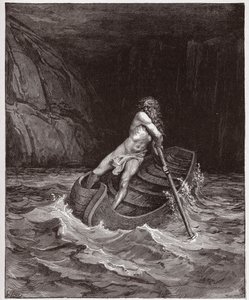 La Divina Comedia, Infierno, Canto 3: Caronte en el río Aqueronte - Ilustración de Gustave Doré de Gustave Dore