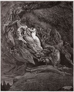 La Divina Comedia, Infierno, Canto 5: Francesca describe su muerte - por Dante Alighieri (1265-1321) - Ilustración de Gustave Doré (1832-1883) de Gustave Dore