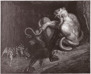 La Divina Comedia, Infierno, Canto 5: Minos juzga las transgresiones y despacha las almas (Ilustración de Gustave Doré) de Gustave Dore