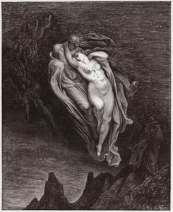 La Divina Comedia, Infierno, Canto 5: Las almas de Paolo y Francesca - Ilustración de Gustave Doré de Gustave Dore