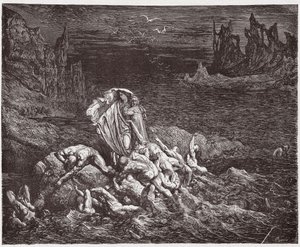 La Divina Comedia, Infierno, Canto 7: Virgilio muestra a Dante las almas de los iracundos en el Estigia (Ilustración de Gustave Doré) de Gustave Dore
