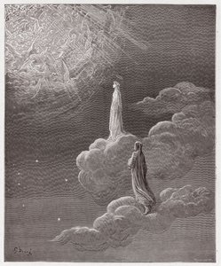 La Divina Comedia, Paraíso, Canto 14: Dante y Beatriz traducidos a la esfera de Marte - por Dante Alighieri (1265-1321) - Ilustración de Gustave Doré (1832-1883). de Gustave Dore