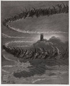 La Divina Comedia, Paraíso, Canto 18: En la esfera de Júpiter, las almas benditas forman letras - por Dante Alighieri (1265-1321) - Ilustración de Gustave Doré (1832-1883) de Gustave Dore
