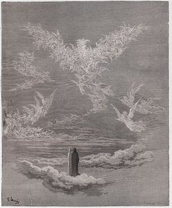 La Divina Comedia, Paraíso, Canto 19: Las almas benditas forman un águila en el cielo - por Dante Alighieri (1265-1321) - Ilustración de Gustave Doré (1832-1883)