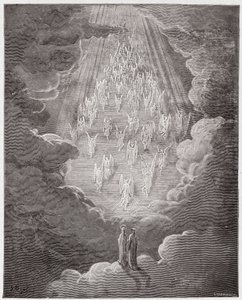 La Divina Comedia, Paraíso, Canto 21: Beatriz y Dante en la esfera de Saturno - por Dante Alighieri (1265-1321) - Ilustración de Gustave Doré (1832-1883)