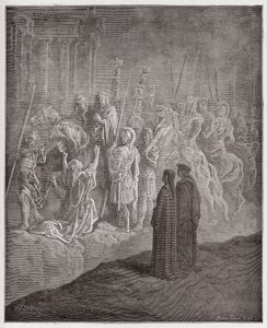 La Divina Comedia, Purgatorio, Canto 10: Las esculturas de mármol que representan el orgullo - Ilustración de Gustave Doré de Gustave Dore