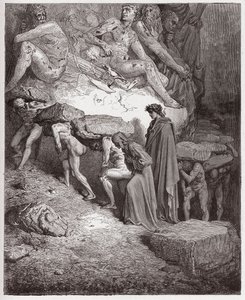 La Divina Comedia, Purgatorio, Canto 11: Las almas de los orgullosos, llevando piedras pesadas - por Dante Alighieri (1265-1321) - Ilustración de Gustave Doré (1832-1883) de Gustave Dore