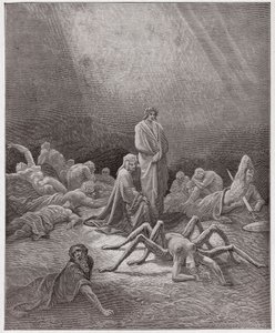 La Divina Comedia, Purgatorio, Canto 12: Dante ve el alma de Aracne - Ilustración de Gustave Doré