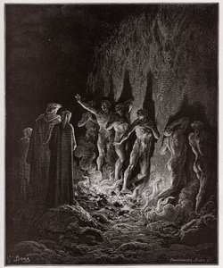 La Divina Comedia, Purgatorio, Canto 25: Los lujuriosos pasan por el fuego en el séptimo círculo - Ilustración de Gustave Doré de Gustave Dore