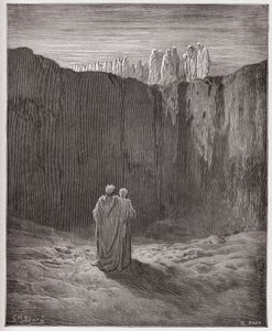 La Divina Comedia, Purgatorio, Canto 3: La compañía de almas en el acantilado - Ilustración de Gustave Doré de Gustave Dore
