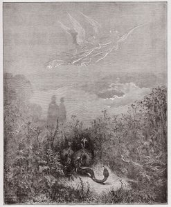 La Divina Comedia, Purgatorio, Canto 8: Los ángeles ahuyentan a la serpiente - Ilustración de Gustave Doré