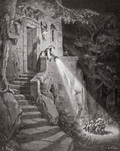 La morada del ogro, grabado por Heliodore Joseph Pisan (1822-90) c.1868 de Gustave Dore
