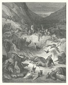 Las Fábulas de La Fontaine: Los animales enfermos de peste (grabado) de Gustave Dore