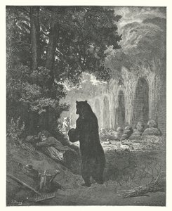 Las Fábulas de La Fontaine: El Oso y el Aficionado a la Jardinería (grabado)