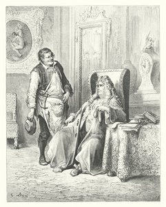 Las Fábulas de La Fontaine: El zapatero y el banquero (grabado) de Gustave Dore
