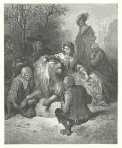 Las Fábulas de La Fontaine: El León enamorado (grabado) de Gustave Dore