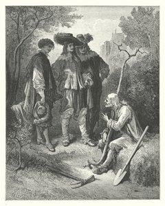Las Fábulas de La Fontaine: El viejo y los tres jóvenes (grabado) de Gustave Dore