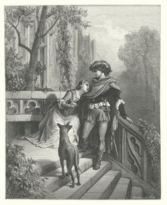Las Fábulas de La Fontaine: Las dos palomas (grabado) de Gustave Dore