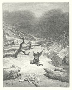 Las Fábulas de La Fontaine: El leñador y Mercurio (grabado) de Gustave Dore