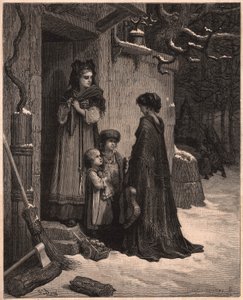 La cigarra y la hormiga, ilustración de la fábula de Jean de la Fontaine de Gustave Dore