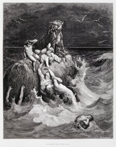 El diluvio universal, ilustración de la Biblia de Dore