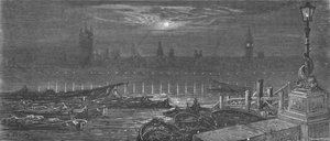 Las Casas del Parlamento de noche de Gustave Dore