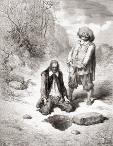 El Avaro que Perdió su Tesoro, de una edición de finales del siglo XIX de Fábulas de La Fontaine