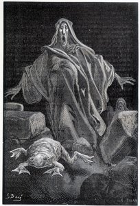 El grito de alarma - ilustración del miedo por Gustave Doré, grabado de Gustave Dore