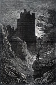 El castillo del miedo - ilustración del miedo por Gustave Doré, grabado