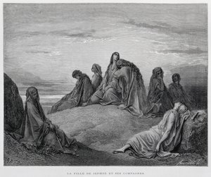 Las hijas de Jepthah, Ilustración de la Biblia de Dore de Gustave Dore