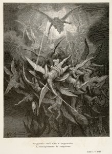 La caída de los ángeles, escena de El paraíso perdido de John Milton (1608-1674), ilustración de Gustave Doré (1832-1883)