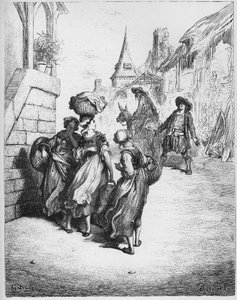 El molinero, su hijo y el burro - de "Fábulas" de Jean de La Fontaine de Gustave Dore