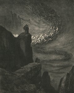 El vendaval infernal con furia inquieta impulsa a los espíritus, c1890 de Gustave Dore