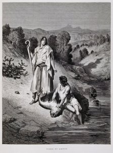 Tobías y el ángel, ilustración de la Biblia de Dore de Gustave Dore